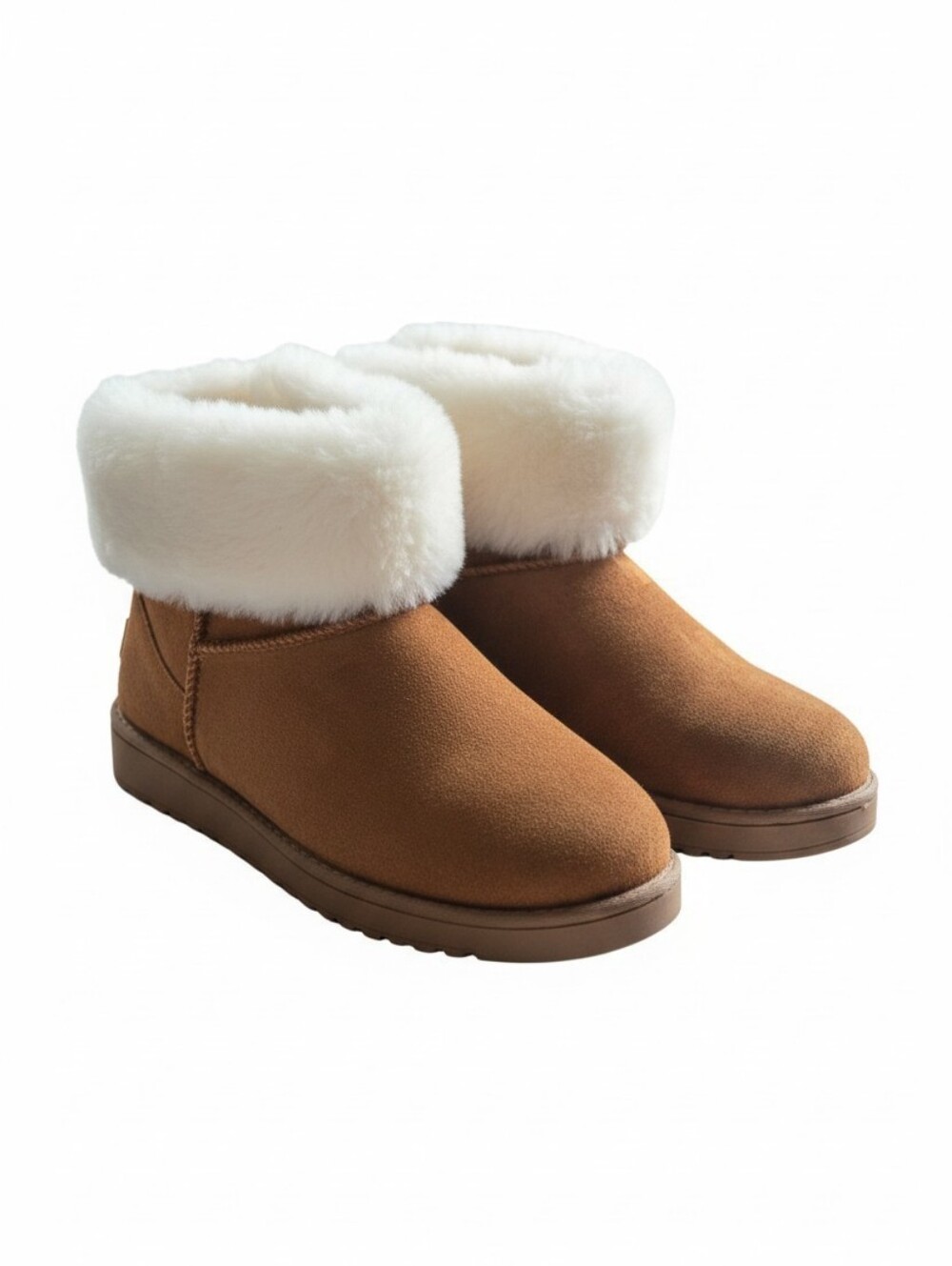 Tan Suede Faux Fur Cuff Boots